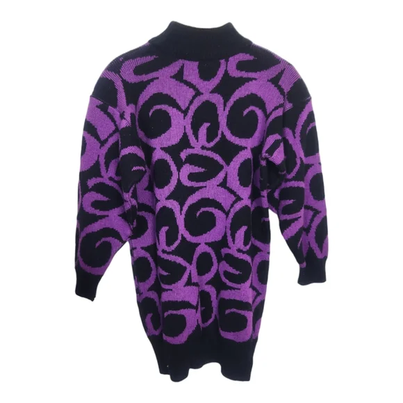 Vintage Ariana Funky Purple Knit Tunic Pullover Sweater - Picture 6 of 7